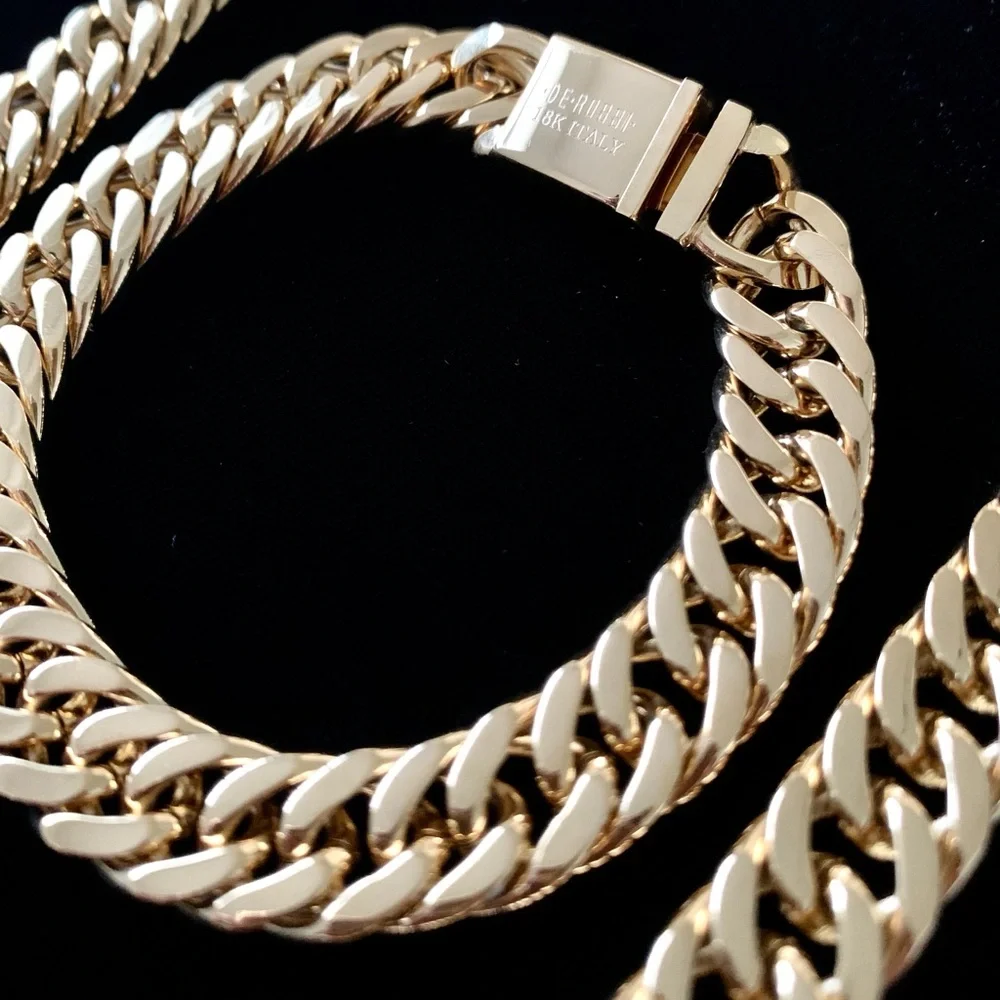 REAL 18K GOLD MIAMI DOUBLE CUBAN LINK BRACELET MADE IN ITALY *LIFETIME WARRANTY*